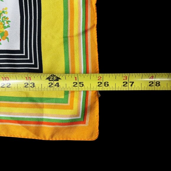 Vintage Scarf Italian Floral Yellow Orange 1970s Flowers Italy Baar & Beards - Picture 8 of 8